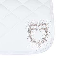 Dressur-Schabracke Equestro Logo mit Strass Weiß Wei&amp;amp;amp;amp;amp;szlig;