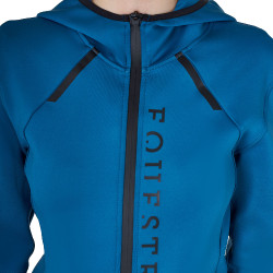 Damen-Technik-Sweatshirt aus Jersey mit Reißverschluss Equestro Blau Koralle