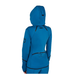 Damen-Technik-Sweatshirt aus Jersey mit Reißverschluss Equestro Blau Koralle