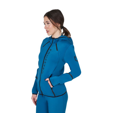 Damen-Technik-Sweatshirt aus Jersey mit Reißverschluss Equestro Blau Koralle
