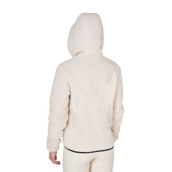 Damen-Fleece-Sweatshirt mit Tasche Equestro Antikweiß Beige
