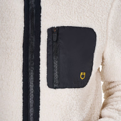 Damen-Fleece-Sweatshirt mit Tasche Equestro Antikweiß Beige