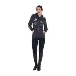 Damen-Kapuzenpullover mit Multi-Logo neu Equestro Asphalt Grau