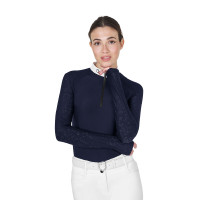 Damen-Slim-Fit-Turnierpolo mit Mesh-Einsätzen Equestro Marineblazer Marineblau