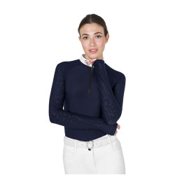Damen-Slim-Fit-Turnierpolo mit Mesh-Einsätzen Equestro Marineblazer Marineblau