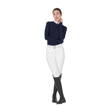 Damen-Slim-Fit-Turnierpolo mit Mesh-Einsätzen Equestro Marineblazer Marineblau