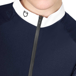 Damen-Slim-Fit-Turnierpolo mit Mesh-Einsätzen Equestro Marineblazer Marineblau