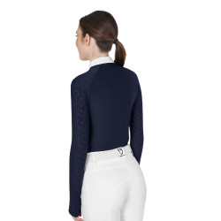 Damen-Slim-Fit-Turnierpolo mit Mesh-Einsätzen Equestro Marineblazer Marineblau