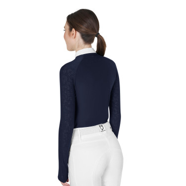 Damen-Slim-Fit-Turnierpolo mit Mesh-Einsätzen Equestro Marineblazer Marineblau