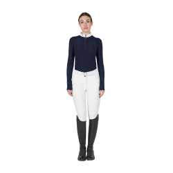 Damen-Slim-Fit-Turnierpolo mit Mesh-Einsätzen Equestro Marineblazer Marineblau