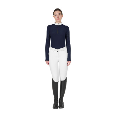 Damen-Slim-Fit-Turnierpolo mit Mesh-Einsätzen Equestro Marineblazer Marineblau