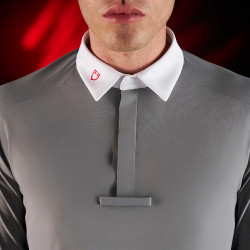 Wettkampf-Poloshirt Herren Equestro Ridertechnology mit langen Ärmeln und Knöpfen Spottdrossel Grau Wettkampf-Poloshirt Herren Equestro Ridertechnology mit langen Ärmeln und Knöpfen Spottdrossel Grau