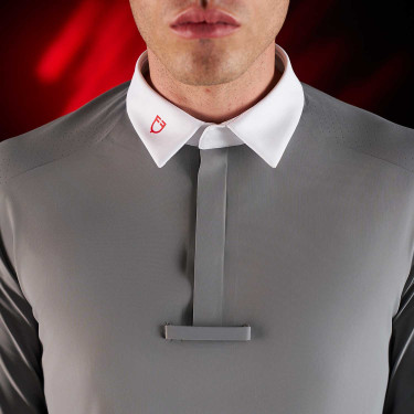 Wettkampf-Poloshirt Herren Equestro Ridertechnology mit langen Ärmeln und Knöpfen Spottdrossel Grau Wettkampf-Poloshirt Herren Equestro Ridertechnology mit langen Ärmeln und Knöpfen Spottdrossel Grau