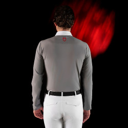 Wettkampf-Poloshirt Herren Equestro Ridertechnology mit langen Ärmeln und Knöpfen Spottdrossel Grau Wettkampf-Poloshirt Herren Equestro Ridertechnology mit langen Ärmeln und Knöpfen Spottdrossel Grau