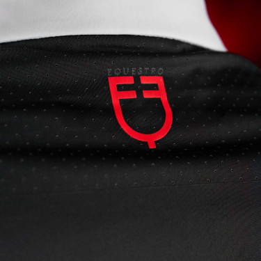 Wettkampf-Poloshirt Herren Equestro Ridertechnology mit langen Ärmeln und Knöpfen Schwarz