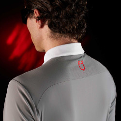 Wettkampf-Poloshirt Herren Equestro Ridertechnology mit langen Ärmeln und Knöpfen Spottdrossel Grau Wettkampf-Poloshirt Herren Equestro Ridertechnology mit langen Ärmeln und Knöpfen Spottdrossel Grau