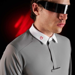 Wettkampf-Poloshirt Herren Equestro Ridertechnology mit langen Ärmeln und Knöpfen Spottdrossel Grau Wettkampf-Poloshirt Herren Equestro Ridertechnology mit langen Ärmeln und Knöpfen Spottdrossel Grau