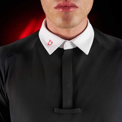 Wettkampf-Poloshirt Herren Equestro Ridertechnology mit langen Ärmeln und Knöpfen Schwarz