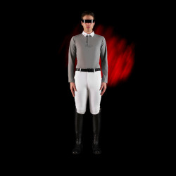 Wettkampf-Poloshirt Herren Equestro Ridertechnology mit langen Ärmeln und Knöpfen Spottdrossel Grau Wettkampf-Poloshirt Herren Equestro Ridertechnology mit langen Ärmeln und Knöpfen Spottdrossel Grau