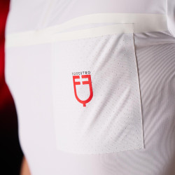 Wettkampfpolo für Herren Equestro Ridertechnology mit kurzen Ärmeln und Reißverschluss Weiß Weiß Wettkampfpolo für Herren Equestro Ridertechnology mit kurzen Ärmeln und Reißverschluss Weiß Weiß