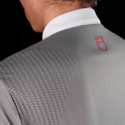 Wettkampfpolo für Herren Equestro Ridertechnology mit kurzen Ärmeln und Knöpfen Spottdrossel Grau