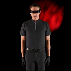 Trainingspolo für Herren Equestro Ridertechnology mit kurzen Ärmeln und Reißverschluss Schwarz