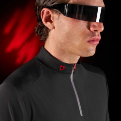 Trainingspolo für Herren Equestro Ridertechnology mit kurzen Ärmeln und Reißverschluss Schwarz