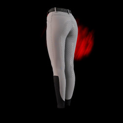Damen-Slim-Fit-Reithose Equestro Ridertechnology Full Grip Spottdrossel Grau