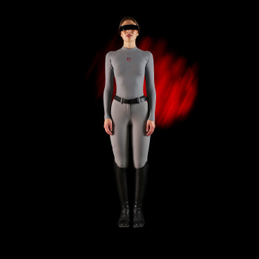 Damen-Slim-Fit-Reithose Equestro Ridertechnology Full Grip Spottdrossel Grau