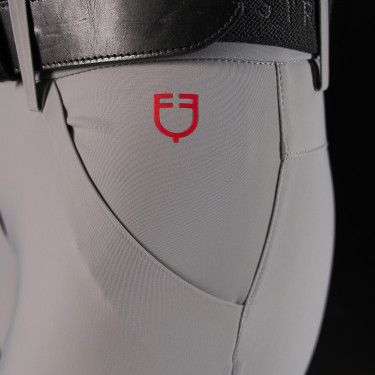 Damen-Slim-Fit-Reithose Equestro Ridertechnology Full Grip Spottdrossel Grau