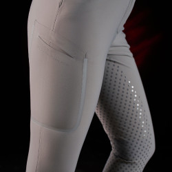 Damen-Slim-Fit-Reithose Equestro Ridertechnology Full Grip Spottdrossel Grau