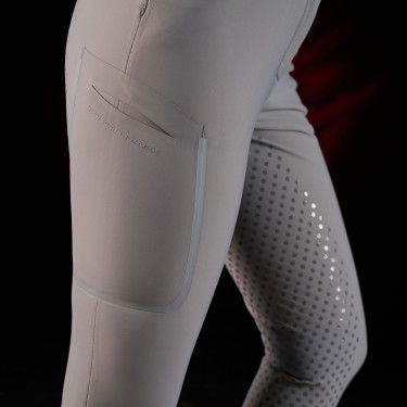 Damen-Slim-Fit-Reithose Equestro Ridertechnology Full Grip Spottdrossel Grau
