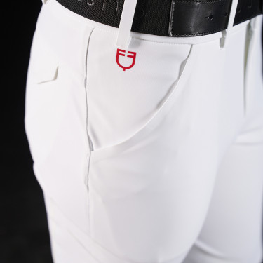 Herrenreithose Equestro Slim Fit Ridertechnology mit thermoverschweißten Nähten Weiß Weiß