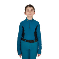 Base Layer Equestro Trainingsshirt mit langen Ärmeln für Mädchen Blau Koralle