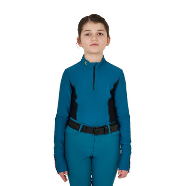 Base Layer Equestro Trainingsshirt mit langen Ärmeln für Mädchen Blau Koralle