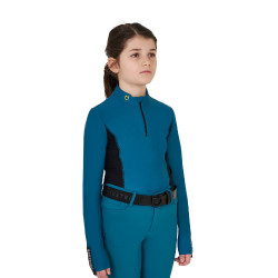 Base Layer Equestro Trainingsshirt mit langen Ärmeln für Mädchen Blau Koralle