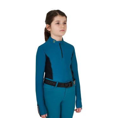 Base Layer Equestro Trainingsshirt mit langen Ärmeln für Mädchen Blau Koralle