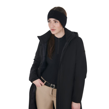 Unisex-Stirnband von Equestro aus Rippstrickwolle mit Ohrenschutz und Logo Schwarz