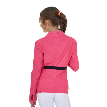 Turnierjacke drei Knöpfe Mädchen aus Mesh Equestro Geißblatt Rosa
