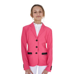 Turnierjacke drei Knöpfe Mädchen aus Mesh Equestro Geißblatt Rosa