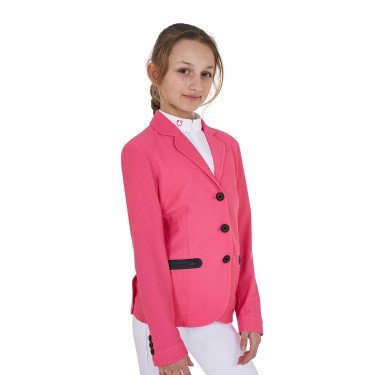 Turnierjacke drei Knöpfe Mädchen aus Mesh Equestro Geißblatt Rosa