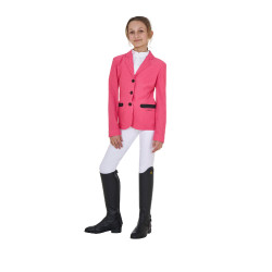 Turnierjacke drei Knöpfe Mädchen aus Mesh Equestro Geißblatt Rosa