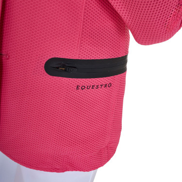 Turnierjacke drei Knöpfe Mädchen aus Mesh Equestro Geißblatt Rosa