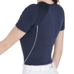 Damen-Trainings-Funktionsshirt Slim Fit Equestro Marineblazer Marineblau