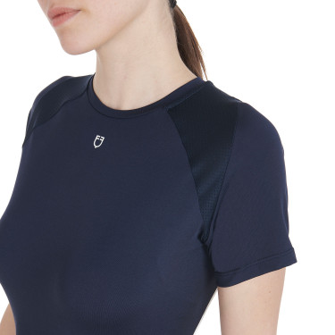 Damen-Trainings-Funktionsshirt Slim Fit Equestro Marineblazer Marineblau