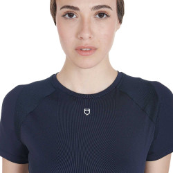 Damen-Trainings-Funktionsshirt Slim Fit Equestro Marineblazer Marineblau