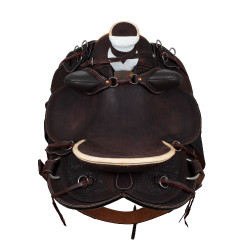 Western-Wade-Sattel mit Holzbaum und Denver-Gurt Braun