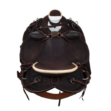 Western-Wade-Sattel mit Holzbaum und Denver-Gurt Braun