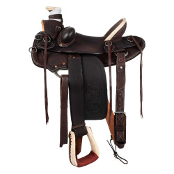 Western-Wade-Sattel mit Holzbaum und Denver-Gurt Braun