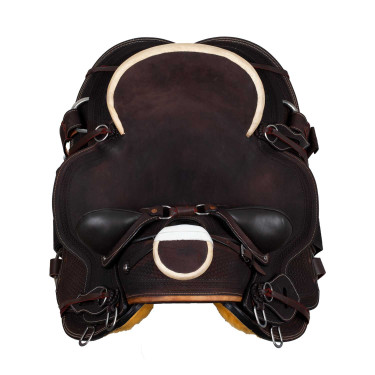 Western-Wade-Sattel mit Holzbaum und Denver-Gurt Braun